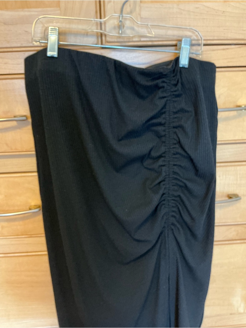 Laundry SKIRT By Shelli Segal Black High-Low Ruched Midi straight Skirt M